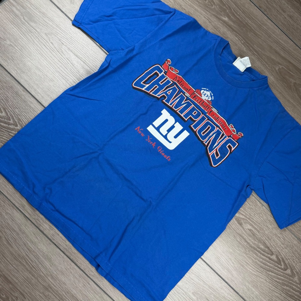 Lee Sport Mens T-Shirt New York Giants NFC Champions Super Bowl XXXV Blue XL